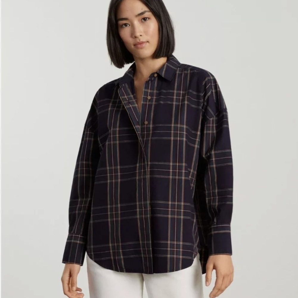 Boxy Plaid Button-Up Shirt